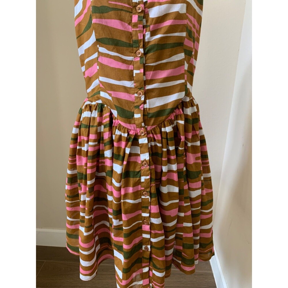 ASOS Design Voile Picnic Midi Sundress Striped Print Women's Size 6 - Picture 4 of 12